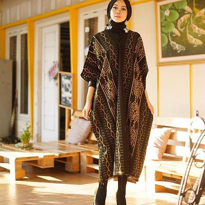 Tunik Batik Tenun Wanita Motif Lombok - Hitam Gringsing