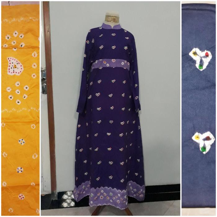 gamis batik jumputan ungu jumbo big size