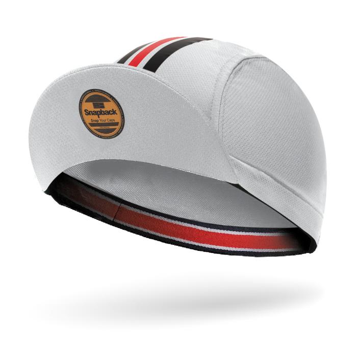 Snapback Topi Sepeda Dewasa SNPBCK Putih Strip Hitam Merah Supreme