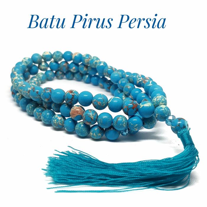 Tasbih Batu Natural Pirus Persia 99butir 8mm Origina