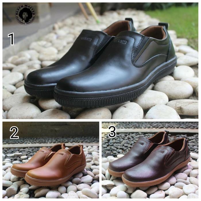 Sepatu Black Master Albino Slip On Kulit Asli Original