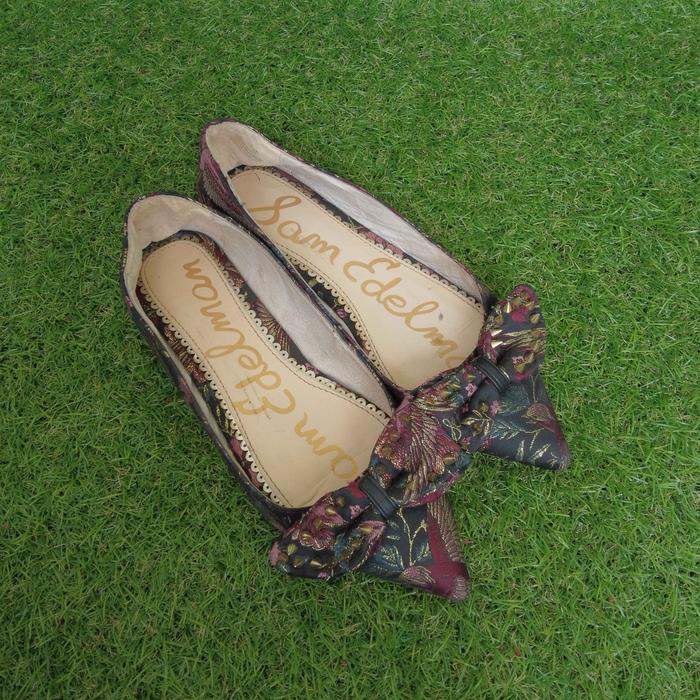 Sam Edelman Pointed Toe Spike Bow Floral Flat Second ORI Preloved