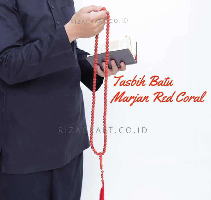 Tasbih Muslim Batu Akik Marjan Merah Karang Laut Red Coral Premium