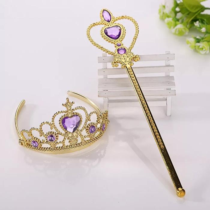 Mahkota Tongkat Tiara Emas Cosplay Mainan Princess