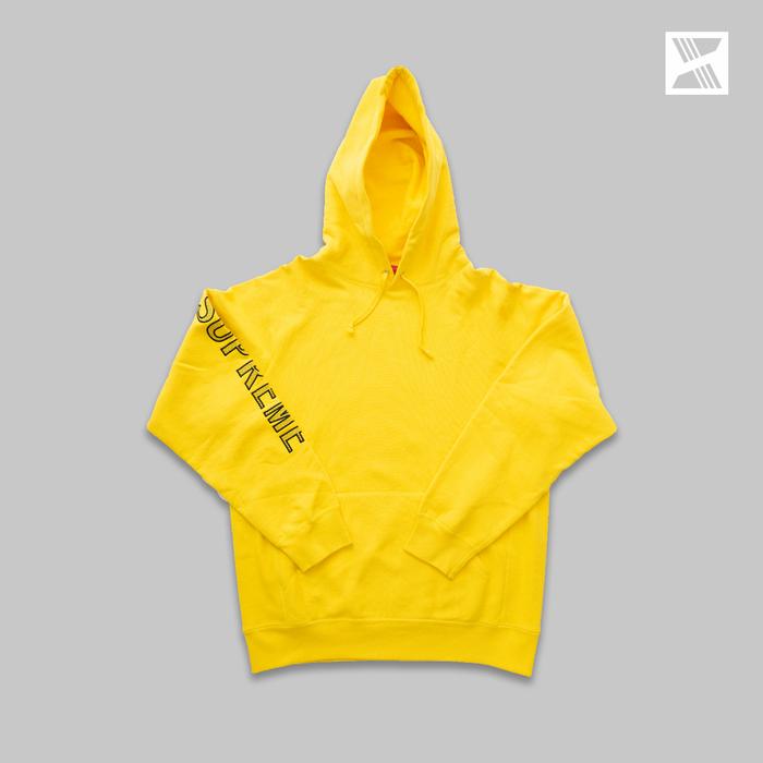 Supreme Embroidery Sleeve Hoodie Yellow 100% Original