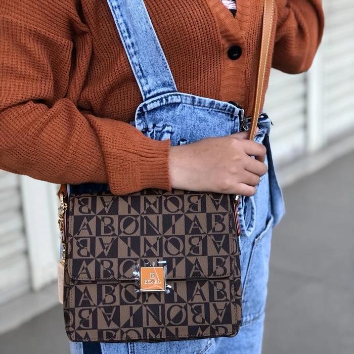 Tas wanita bonia original motif monogram model slempang
