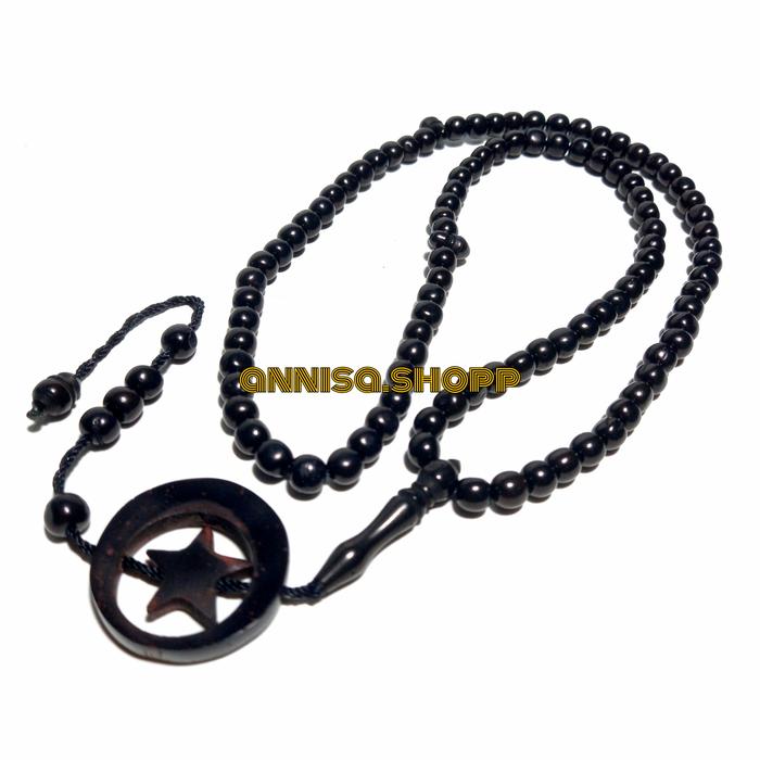 tasbih kayu kaoka kokka kokah bulat bb hitam 6mm 99butir