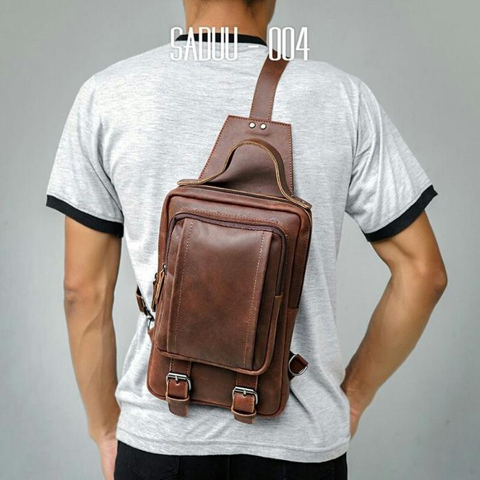 TAS SELEMPANG PRIA BAHAN KULIT SAPI ORIGINAL ODON CIBADUYUT SIMPLE
