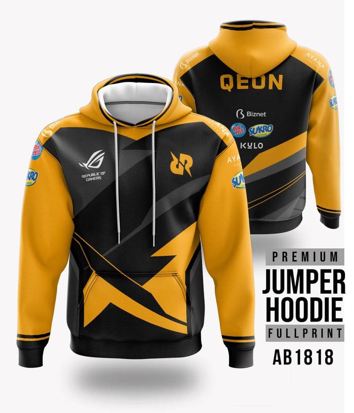 Jaket Hoodie Custom Fullprint eSport | New RRQ 2021 | Oranye