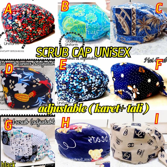 Hat scrub batik.medical hat. topi kain batik .penutup kepala