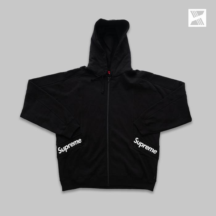 Supreme Color Blocked Zip Hoodie - Black 100% Original