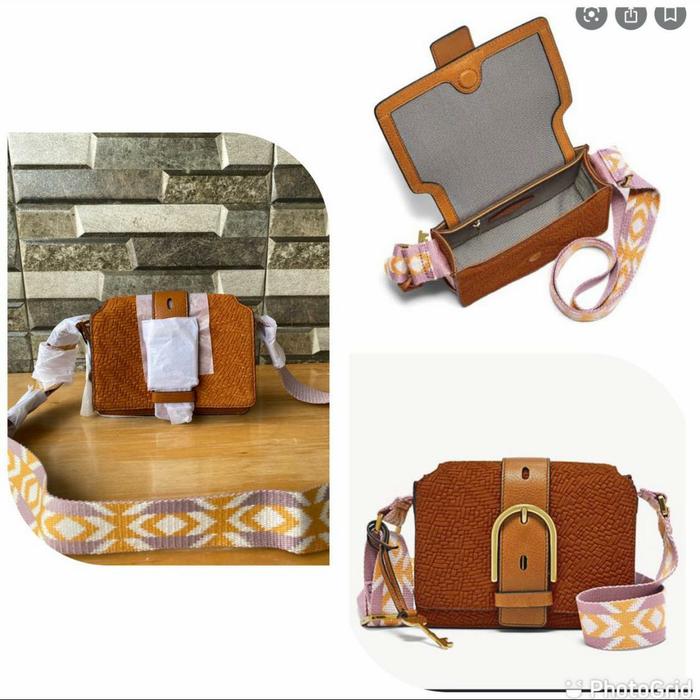 tas fossil wiley crossbody bag tan woven small tas wanita