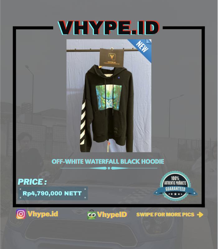 Off White Waterfall Black Hoodie XL Original 100%