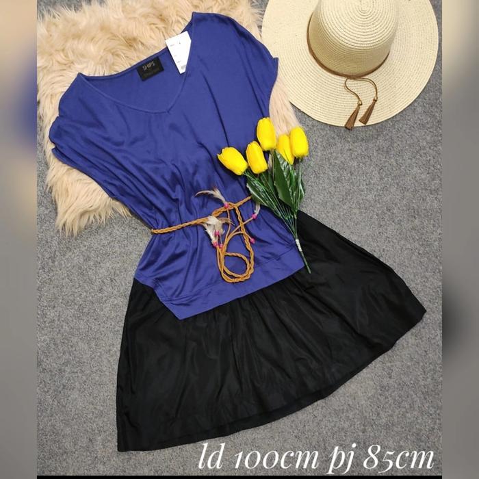 dress kaos ships mix rok kain sisa import