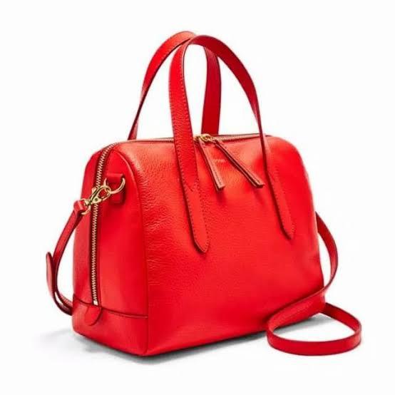 Fossil sydney satchel real red