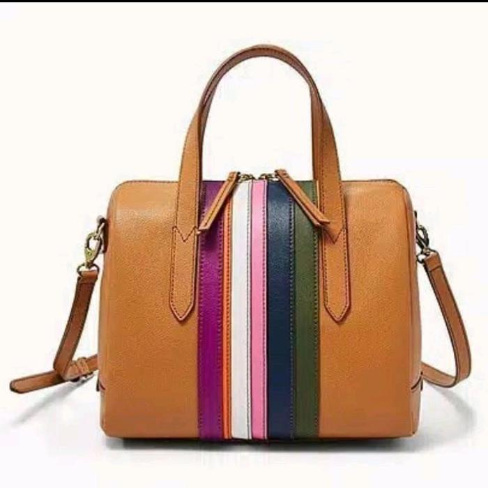 Tas Fossil Original Sydney Satchel Navy Multi Stripe