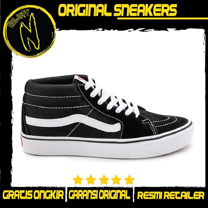 VANS Sk8 Mid Classic Comfycush Black / White Original Resmi BNIB