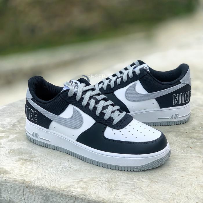 NIKE AIR FORCE 1 LOW '07 LV8 EMB BLACK SILVER WHITE