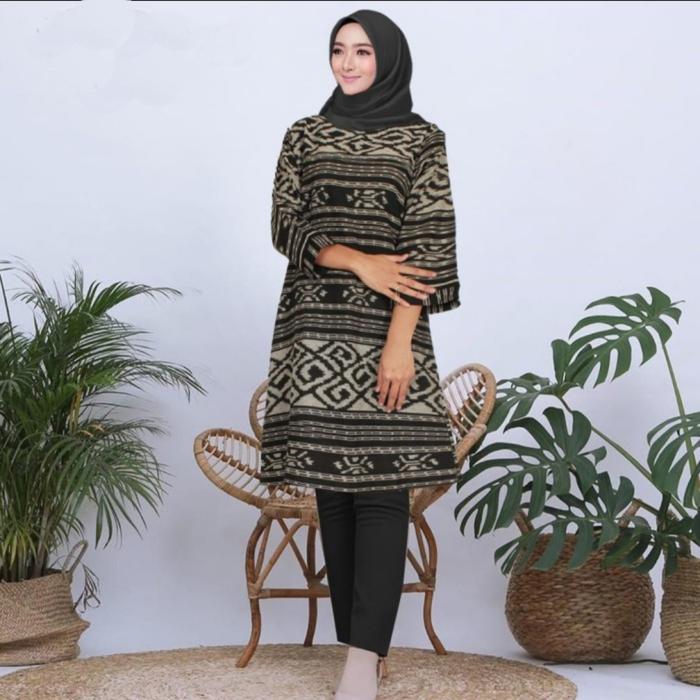 atasan wanita tunik tenun ethnic blanket - baju tenun jepara
