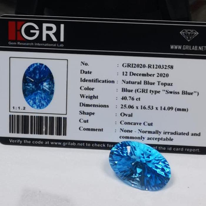 Batu permata blue thopaz + memo gri top quality