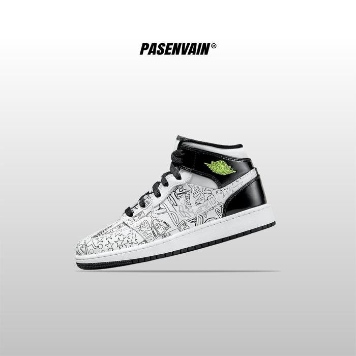 Air Jordan 1 Mid GS DIY Doodle 100% Original