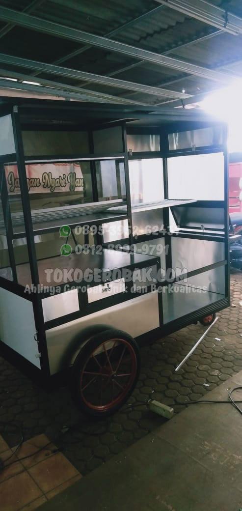 Gerobak Aluminium Hitam Tahu Crispy Atau Gorengan Ukuran 180 x 70