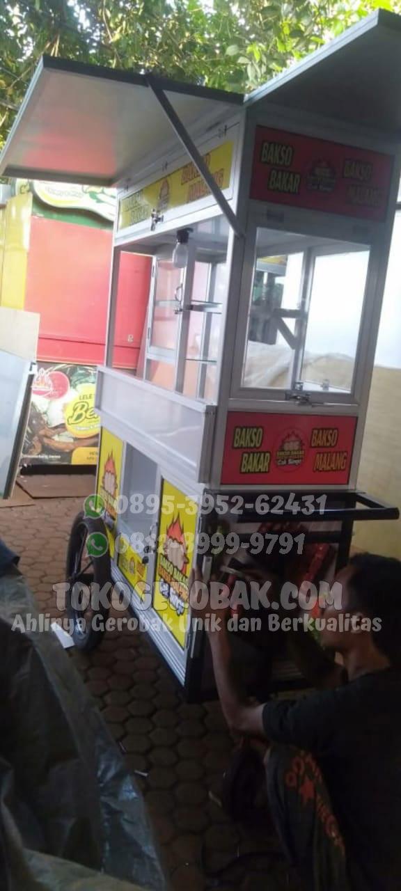 Gerobak Aluminium Bakso Baso Bakar Roda Besar Alumunium Almunium