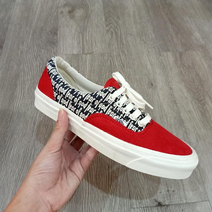 vans x fear of god era 95 dx red corduroy