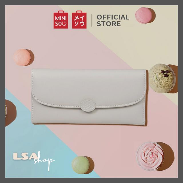 MINISO Dompet Wanita Panjang 3 Lipat Wallet Simple Elegant Lucu PU