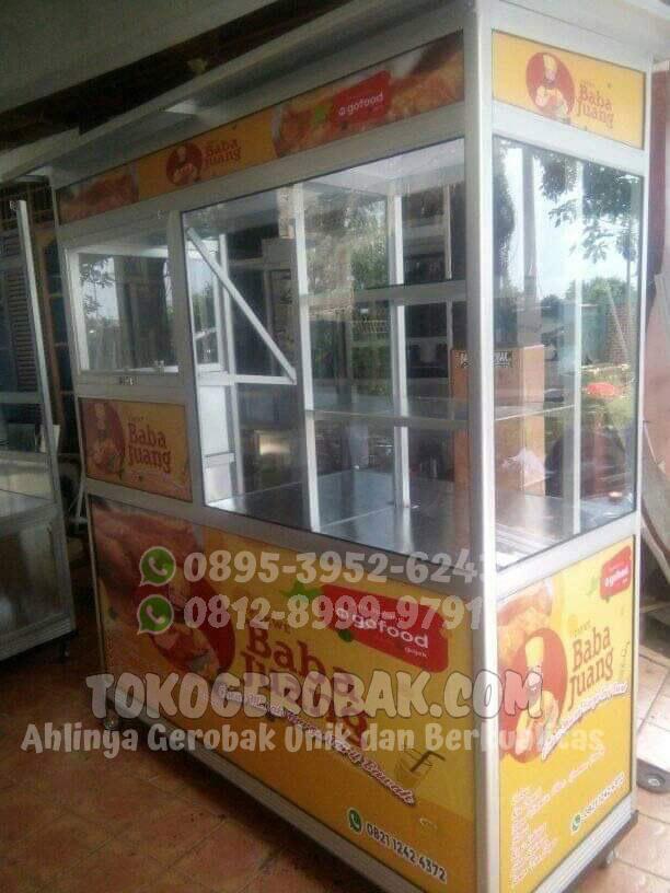 Gerobak Aluminium Cakwe Gorengan Ukuran 150 x 60 cm Free Branding Unik