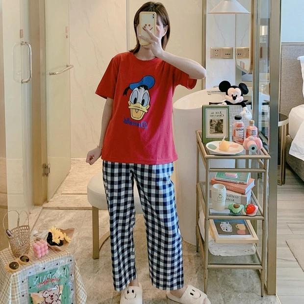 Setelan Baju Celana Tidur Piyama Donald Duck Donal Bebek Merah