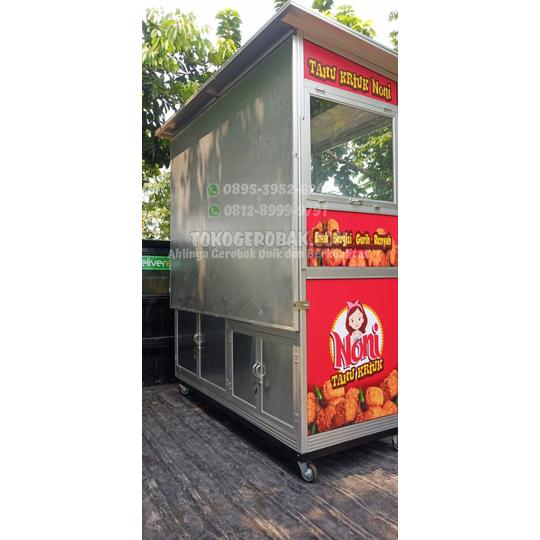 Gerobak Aluminium Jualan Gorengan Tahu Crispy Ukuran 150 x 60 unik