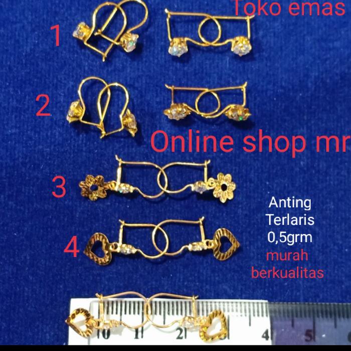 ANTING EMAS 300 /375/420 ANTING DESI PERMATA PUTIH 0,5GRAM.