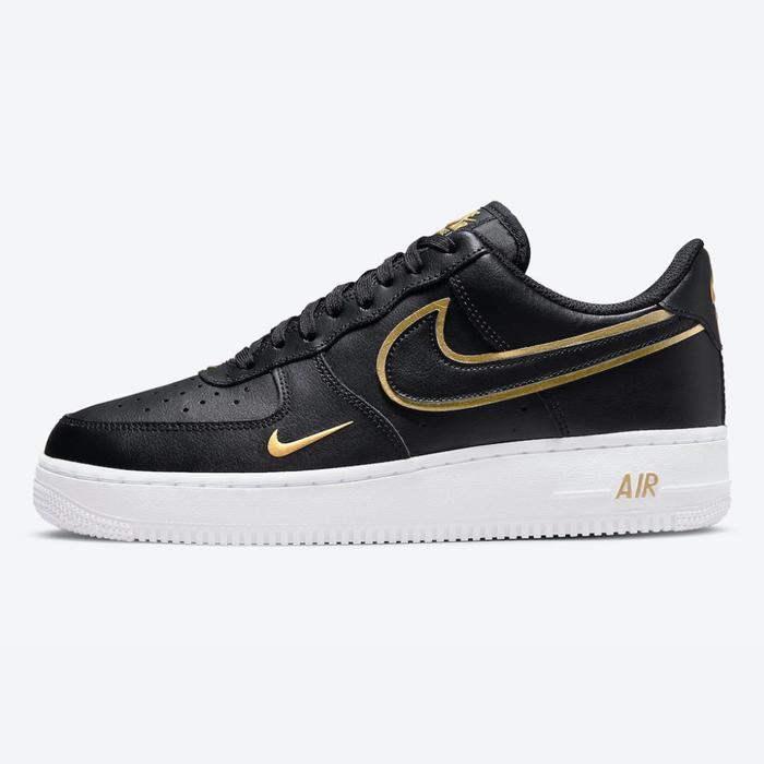 NIKE AIR FORCE 1 LOW DOUBLE SWOOSH BLACK GOLD WHITE ORIGINAL