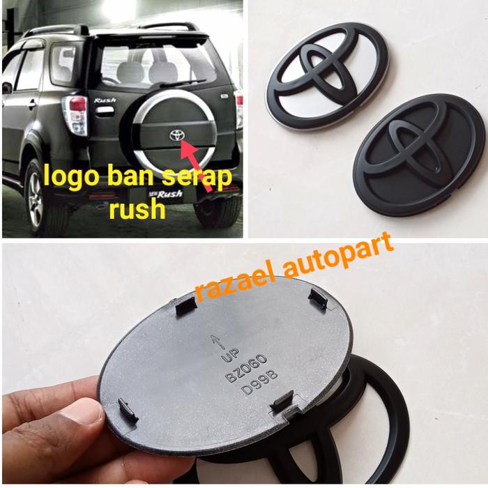 logo Toyota Rush belakang/logo ban serap untuk rush lama warna hitam