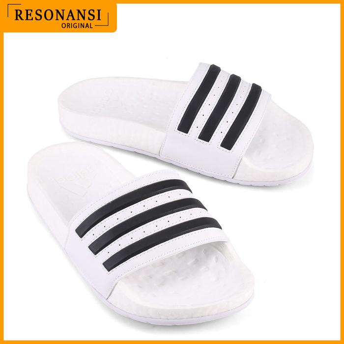 SANDAL SLIDE PRIA TERBARU ADIDAS ADILETTE BOOST ORIGINAL EMPUK PUTIH