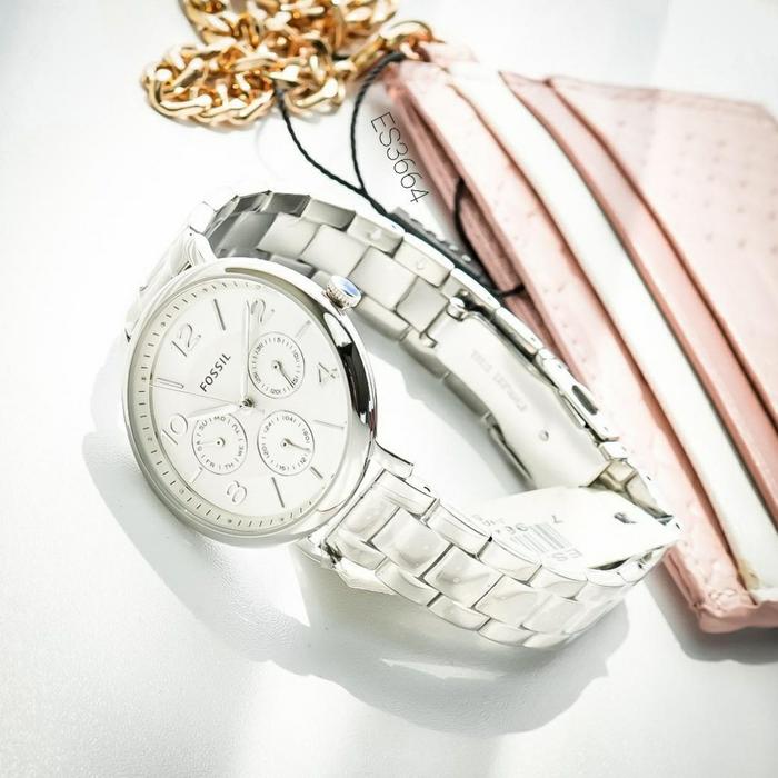 Jam Tangan Wanita Merek Fossil ES 3664 3738 S.Steel 37mm Original