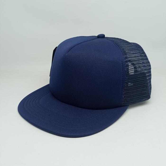 Topi Jaring Trucker Polos Navy Ceper / Datar