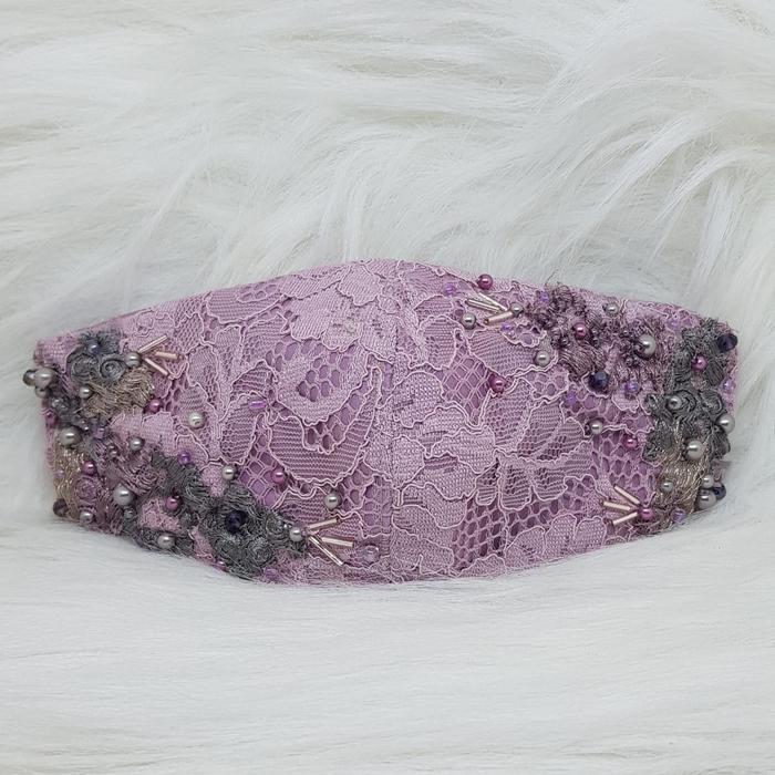 Masker Kain Brokat Pastel - Masker Payet - Masker Cantik - Masker Kain