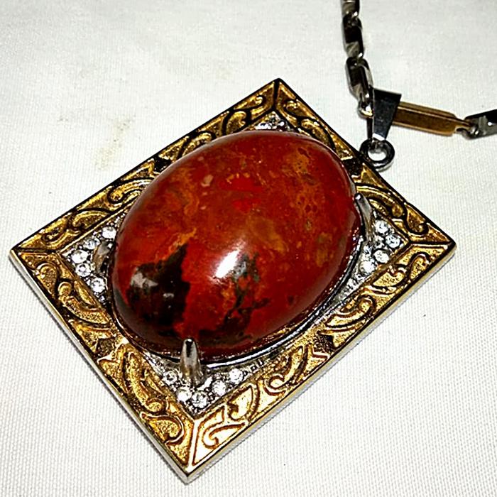kalung liontin batu akik pancawarna Garut(0021)
