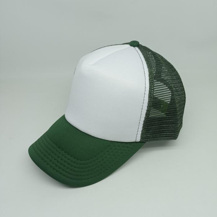 Topi Jaring Trucker Polos Army-Putih-Army