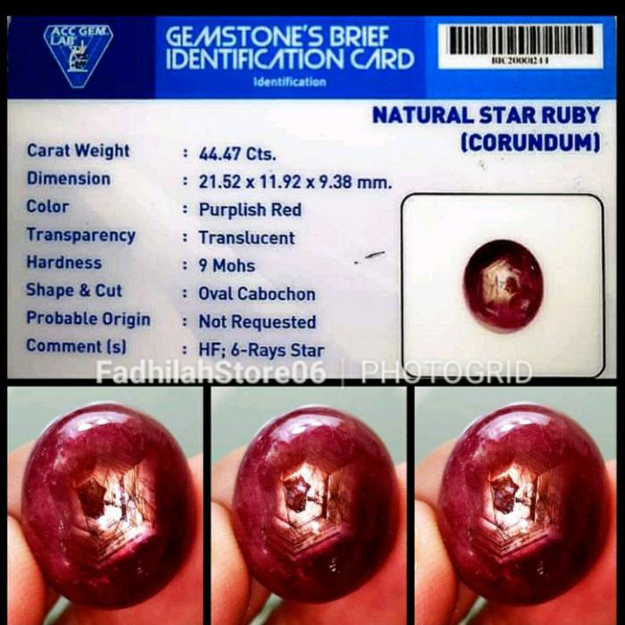 NATURAL PURPLISH RED STAR RUBY OVAL CRYSTAL BIG SIZE + MEMO LAB
