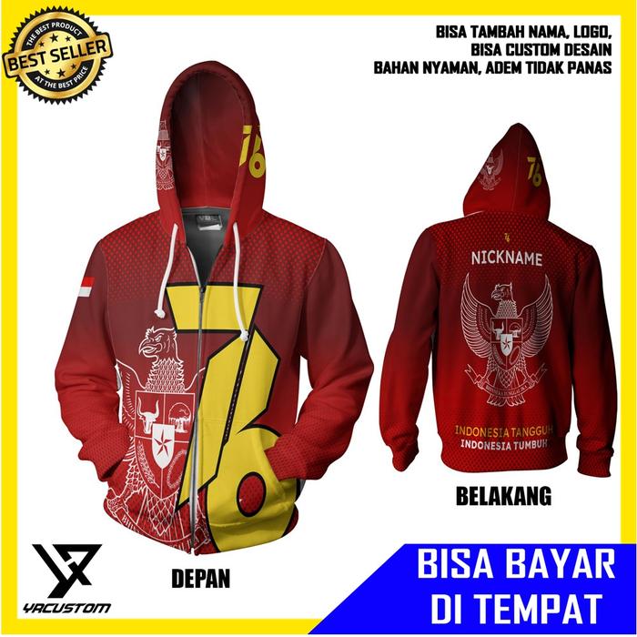 Jaket HUT RI 76 Kemerdekaan Indonesia 17 Agustus Hoodie Print 02