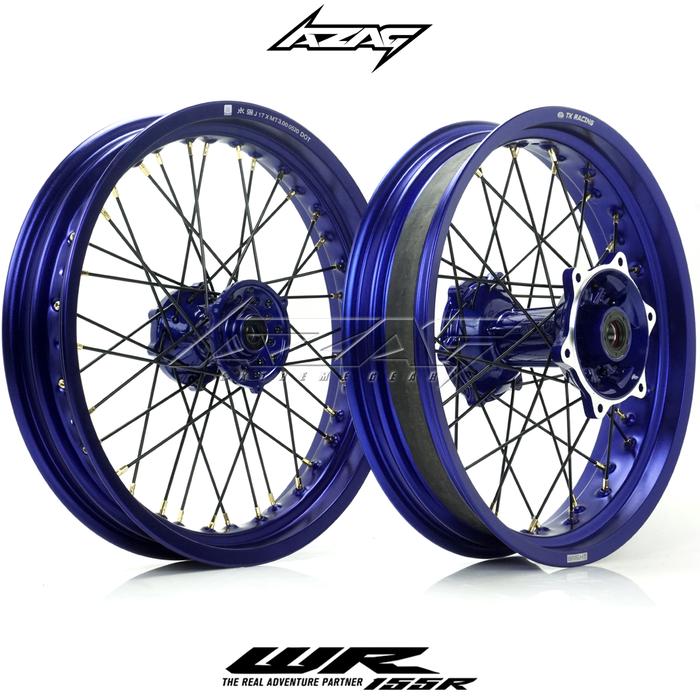 VELG SET SUPERMOTO WR155 TK BIRU TROMOL ORIGINAL WR COATING BIRU