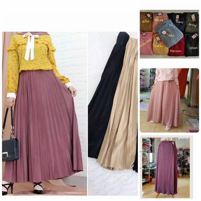 Rok Panjang Lif5z 808 Plisket allsize lp 70-97 Panjang 90 cm