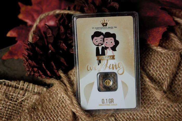 Logam Mulia Hartadinata Happy Wedding 0.1 Gram 24K Fine Gold 999.9