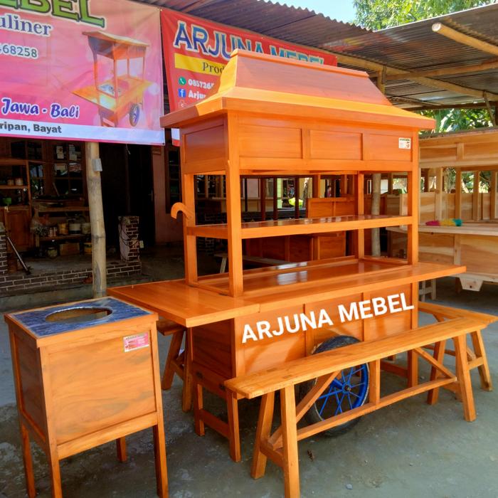 GEROBAK ANGKRINGAN TINGKAT SET ATAP JOGLO+TUNGKU