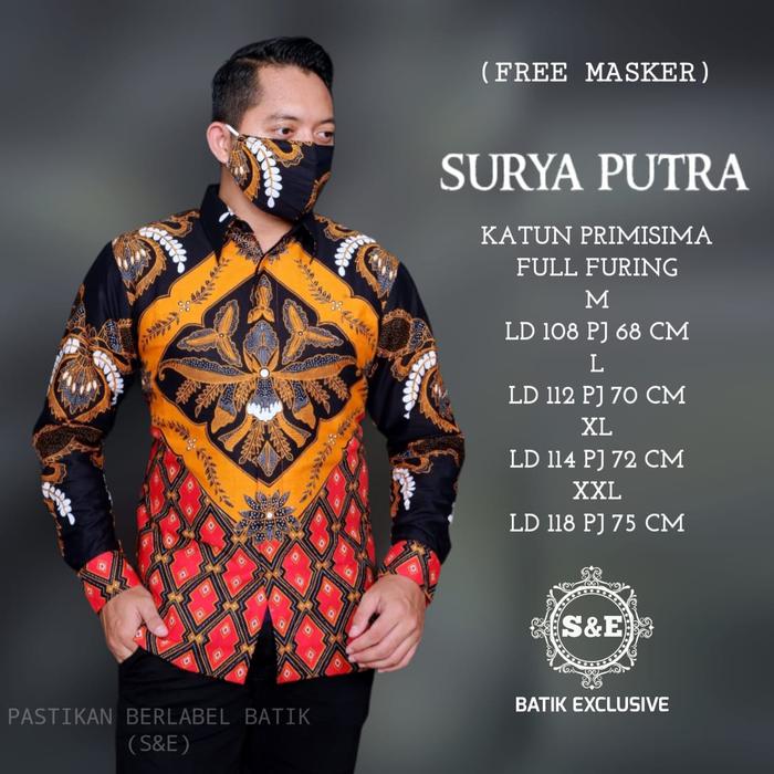 Kemeja Batik Solo Surya Putra free Masker