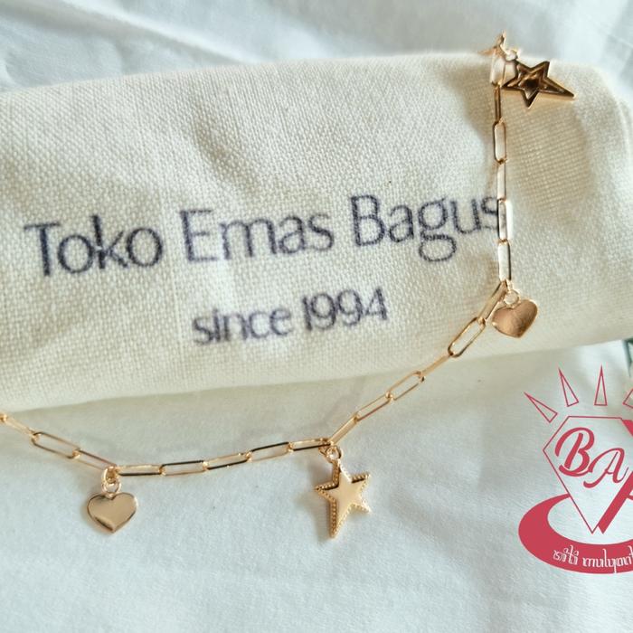 Gelang emas rantai ubs kd.375 8k variasi love bintang