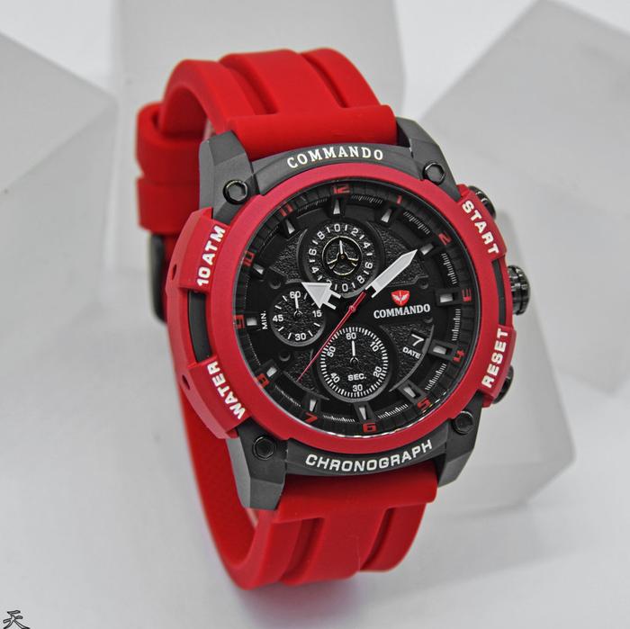 Commando 7004M Jam Tangan Pria Chrono Aktif Original Rubber Strap